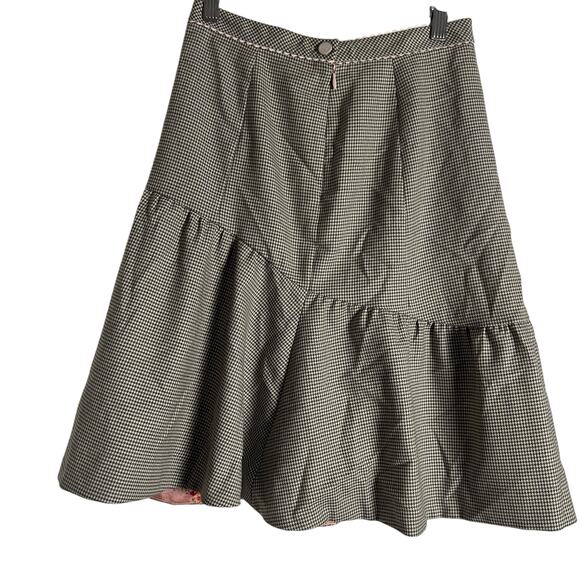 Rebecca Taylor Brown Pink Wool Houndstooth A-Line Knee Length Skirt Size 6 - Picture 9 of 10